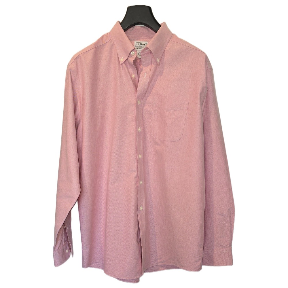 LL Bean Mens Pink Oxford Button Down Shirt Traditional‎ Fit 100% Cotton 16.5-35